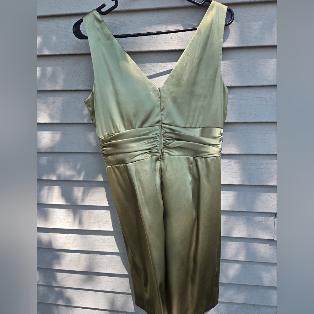 Eliza J New York Satin Midi Dress in Olive Green - Picture 5 of 10